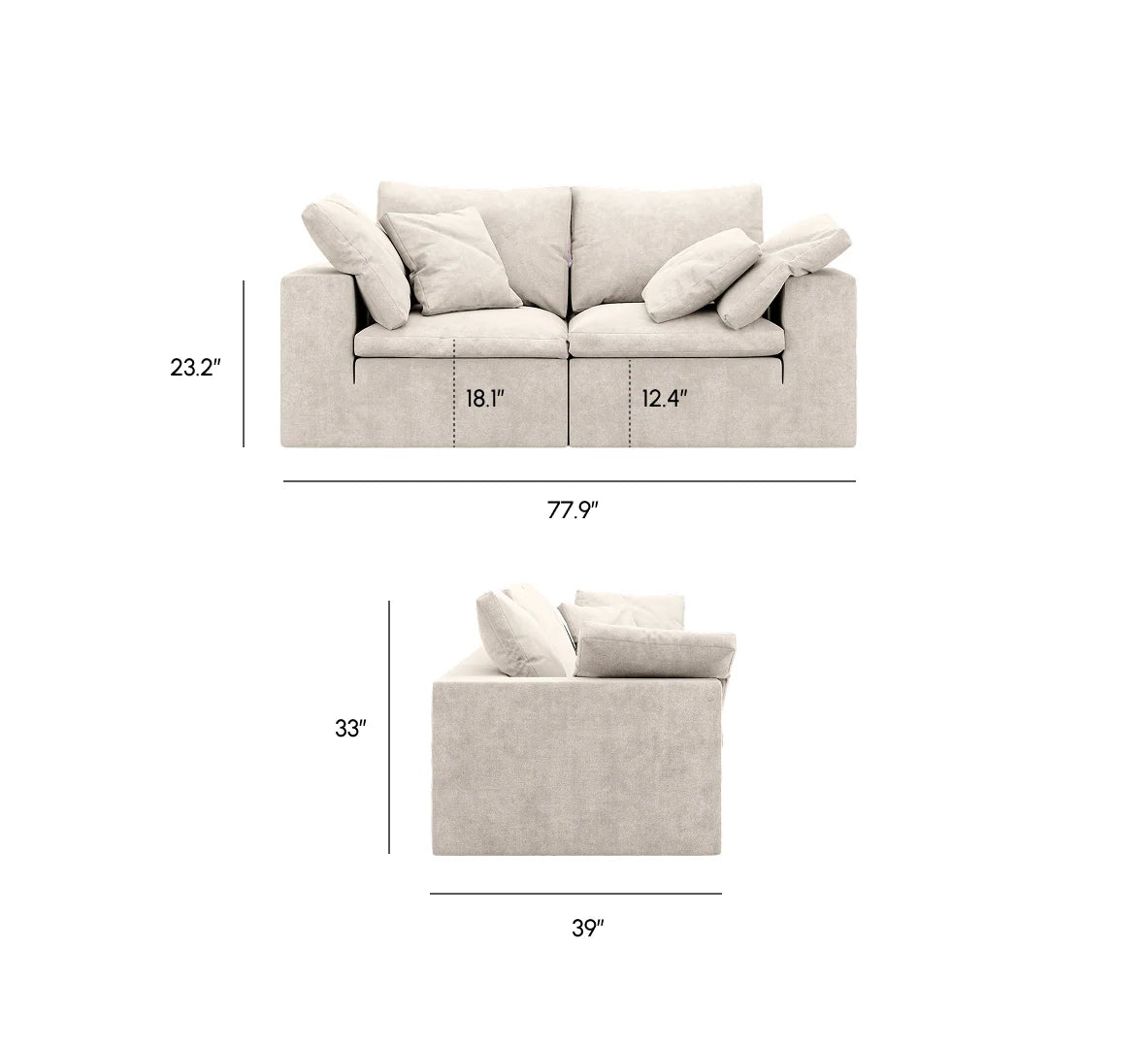 R4 Loveseat Sofa - Performance Corduroy: Comet Ivory