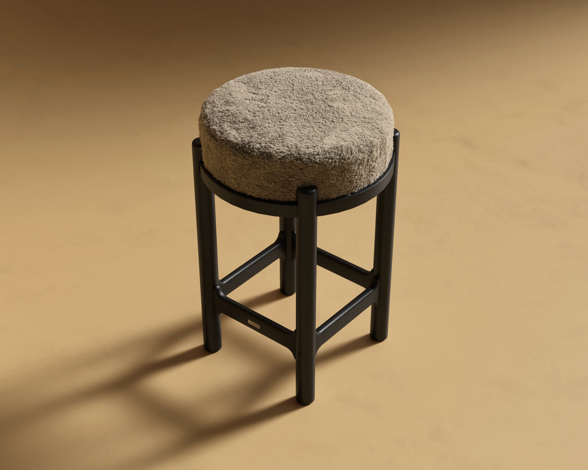 Lana Counter Stool - Shearling: Fawn, Ebony