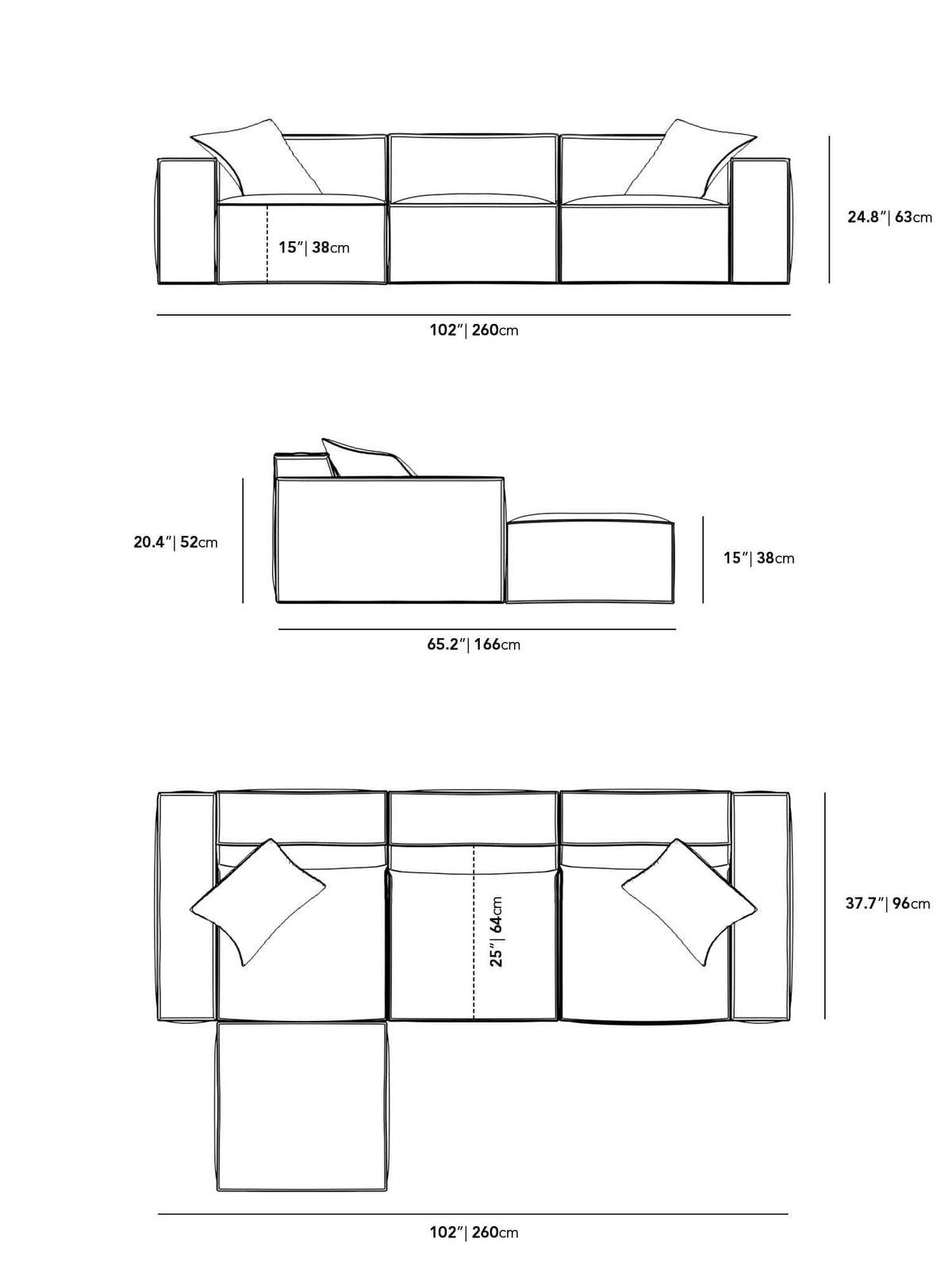 M1 Sofa Sectional - Venice Vegan Suede: Latte