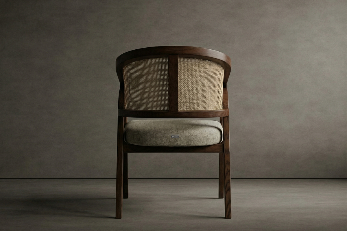 Florence Dining Chair - Chenille Weave: Stone, Walnut Stain