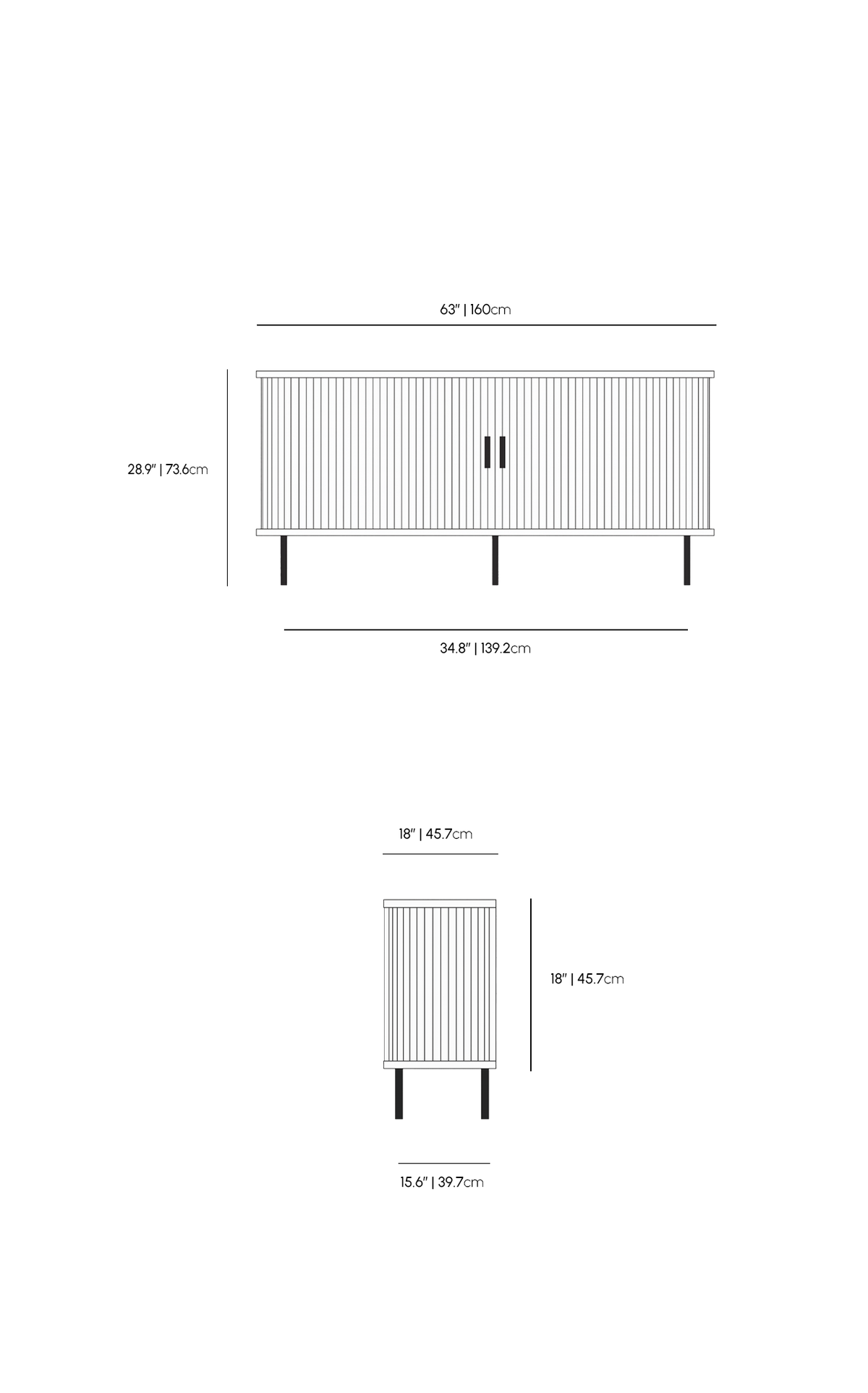 Edge Line Sideboard - Grey Oak, 63in | 160cm
