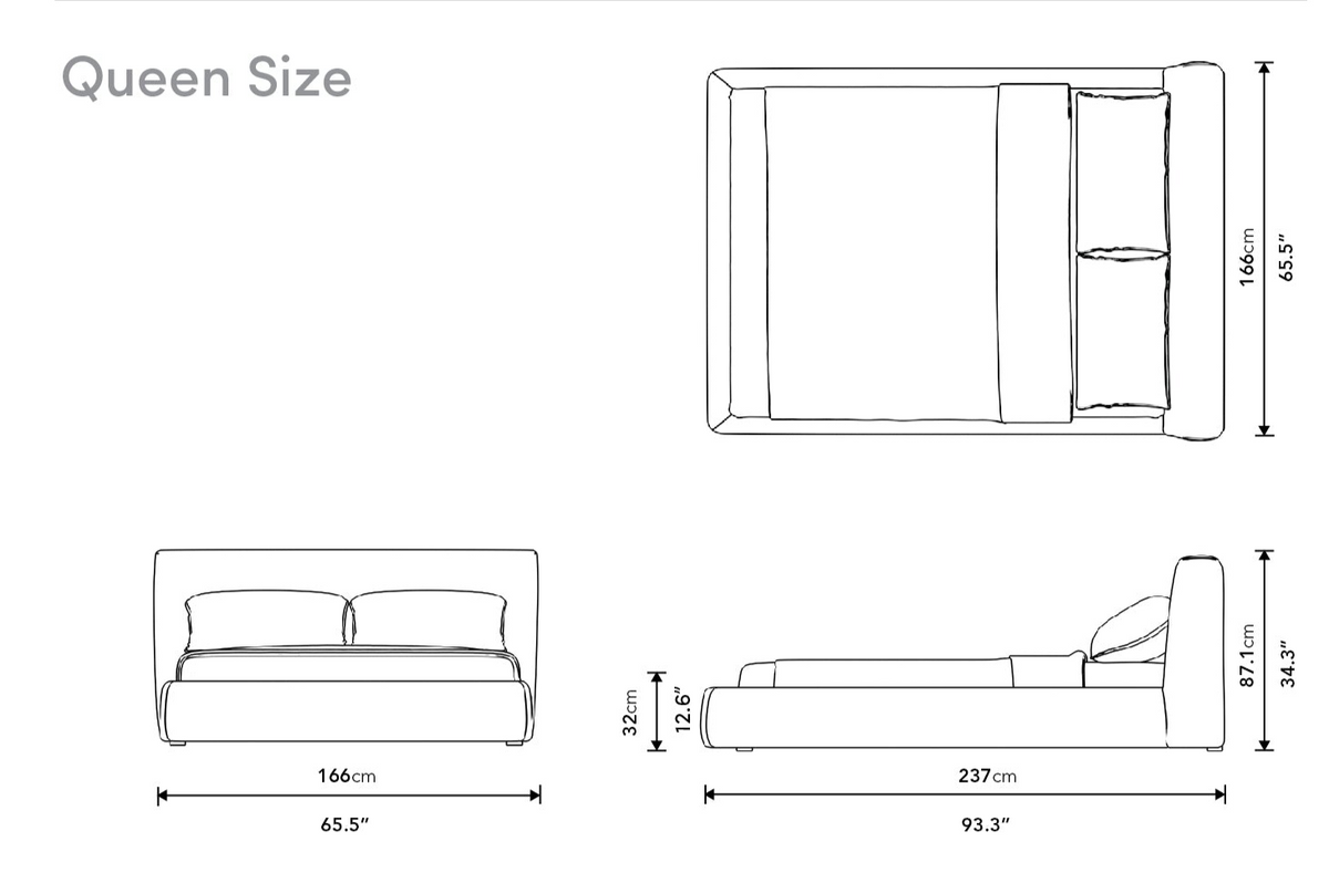 Ophelia Bed - Performance Linen: Swan, King