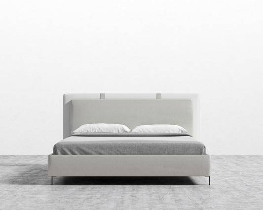 Abigail Bed - Modern Felt: Alesund, PU Leather: Monaco White, Queen
