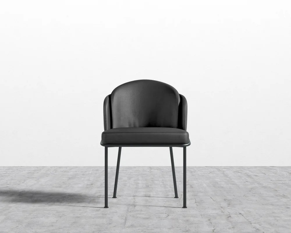 Angelo Dining Chair - Microfiber Leather: Trento Jet Black, Brass Base