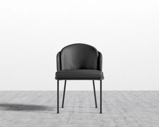 Angelo Dining Chair - Microfiber Leather: Trento Jet Black, Brass Base