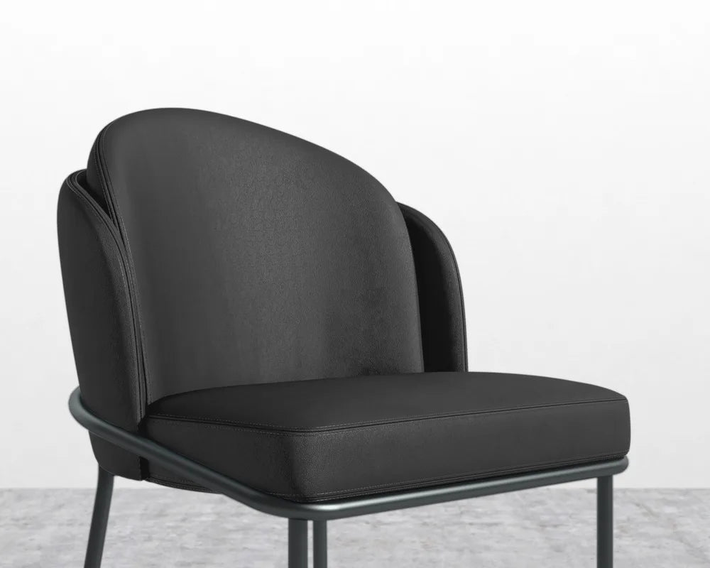 Angelo Dining Chair - Microfiber Leather: Trento Jet Black, Brass Base