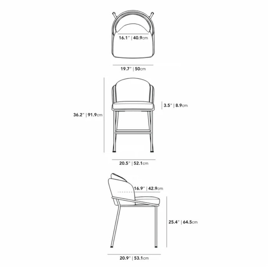 Angelo Counter Stool - Microfiber Leather: Trento Taupe, Brass Base