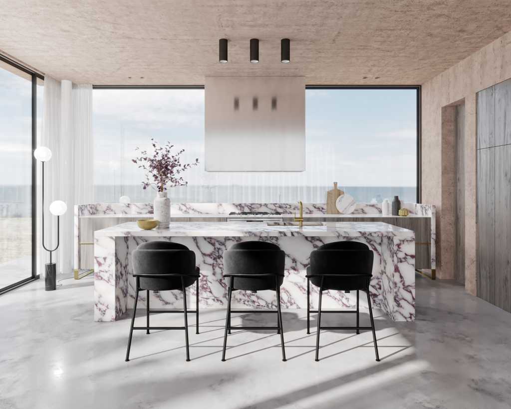 Angelo Counter Stool - Microfiber Leather: Trento Taupe, Brass Base