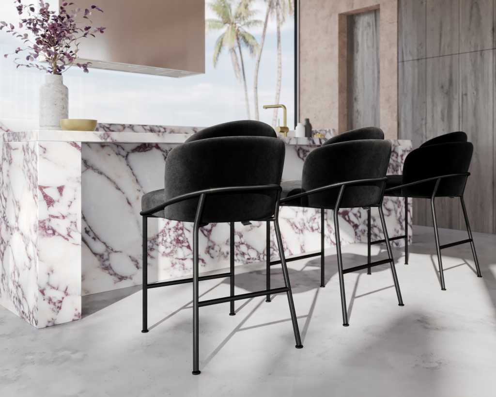 Angelo Counter Stool - Microfiber Leather: Trento Taupe, Brass Base