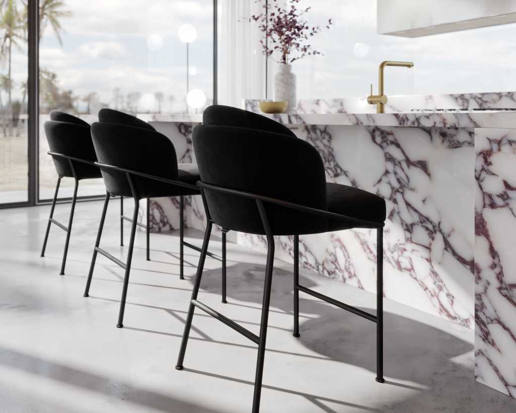 Angelo Counter Stool - Microfiber Leather: Trento Taupe, Brass Base