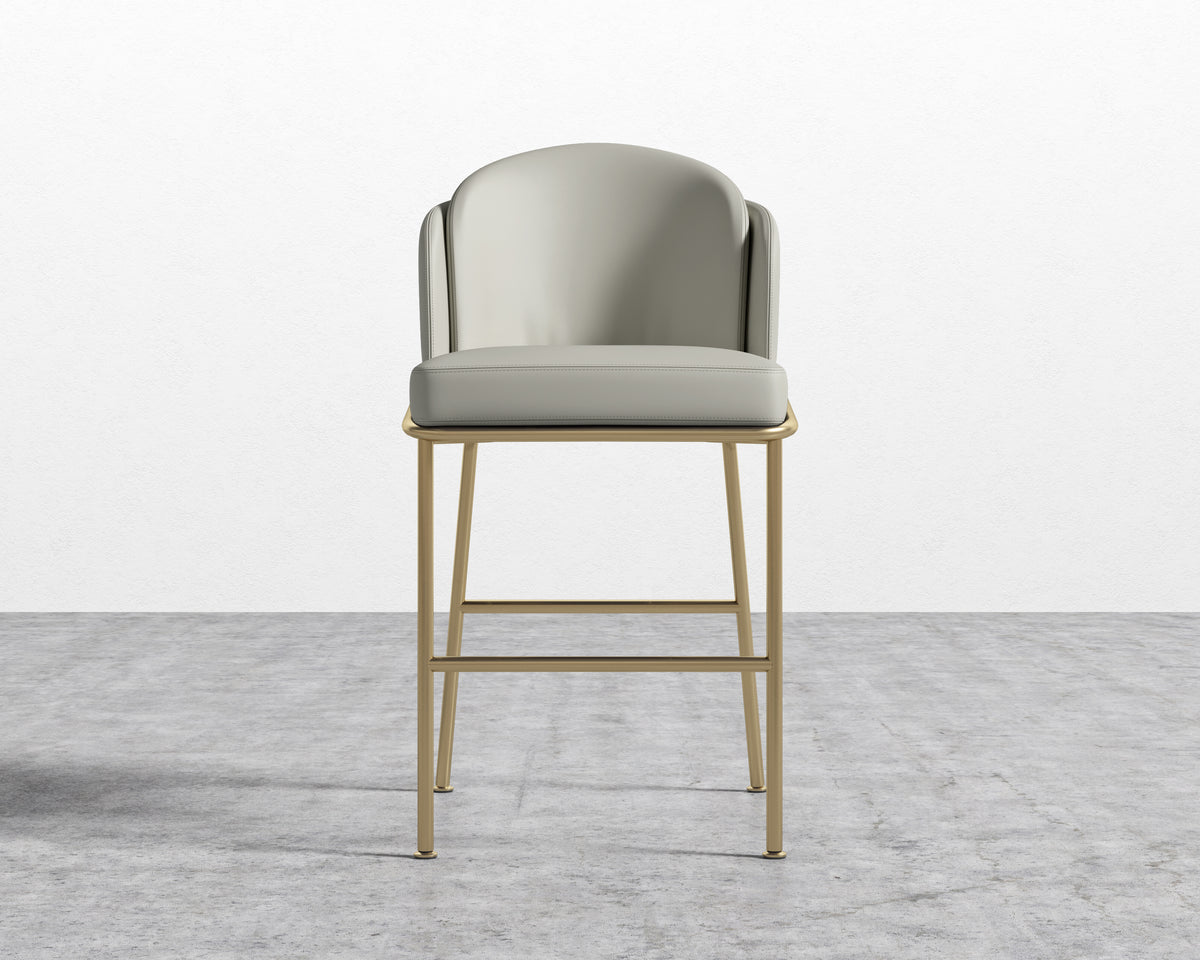 Angelo Counter Stool - Microfiber Leather: Trento Taupe, Brass Base