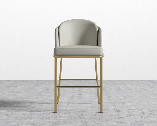 Angelo Counter Stool - Microfiber Leather: Trento Taupe, Brass Base