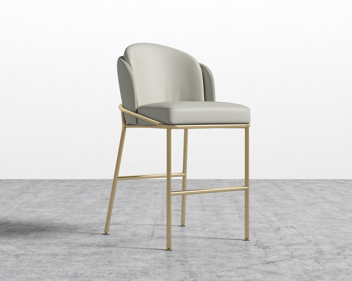 Angelo Counter Stool - Microfiber Leather: Trento Taupe, Brass Base