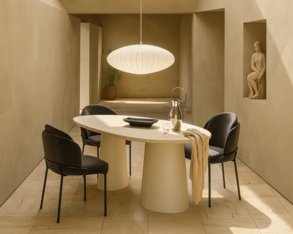 Angelo Dining Chair - Microfiber Leather: Trento Jet Black, Brass Base