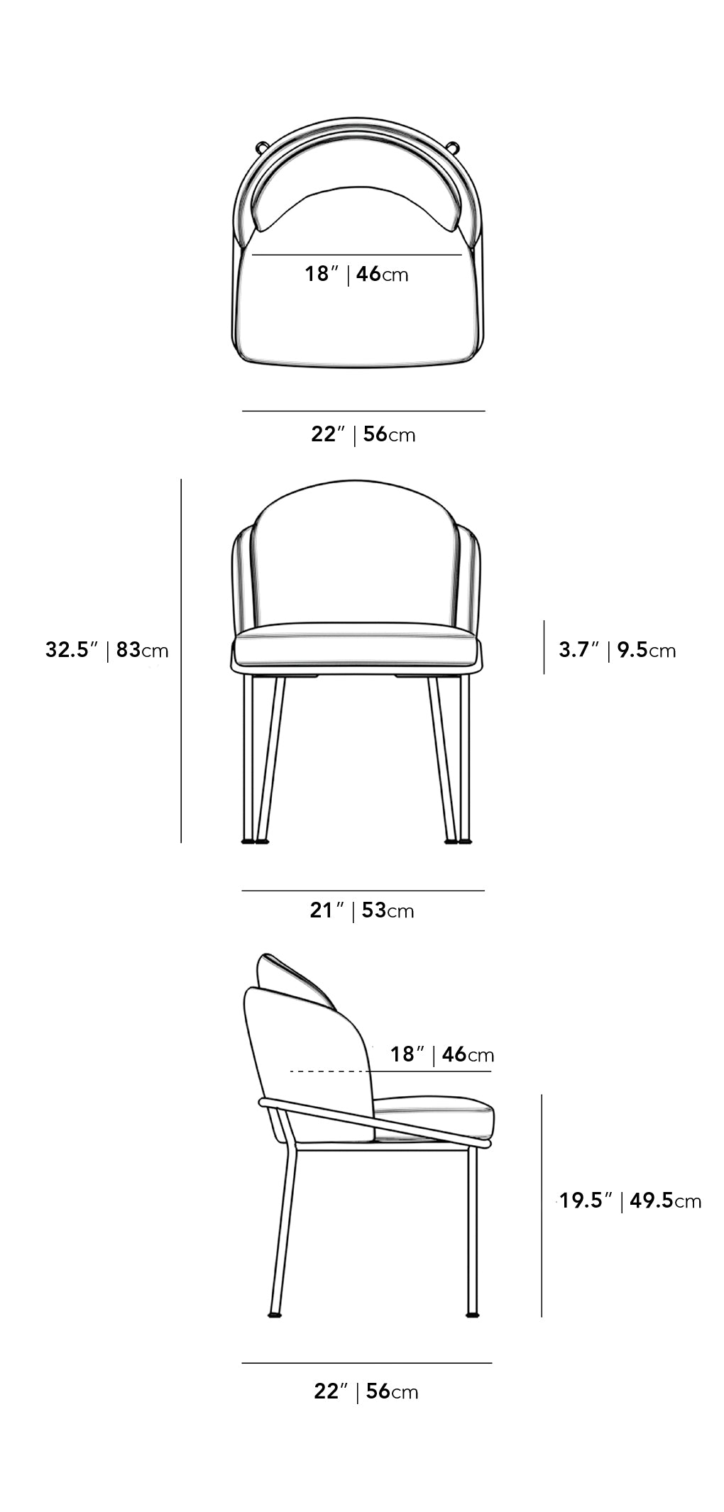 Angelo Dining Chair - Microfiber Leather: Trento Jet Black, Brass Base