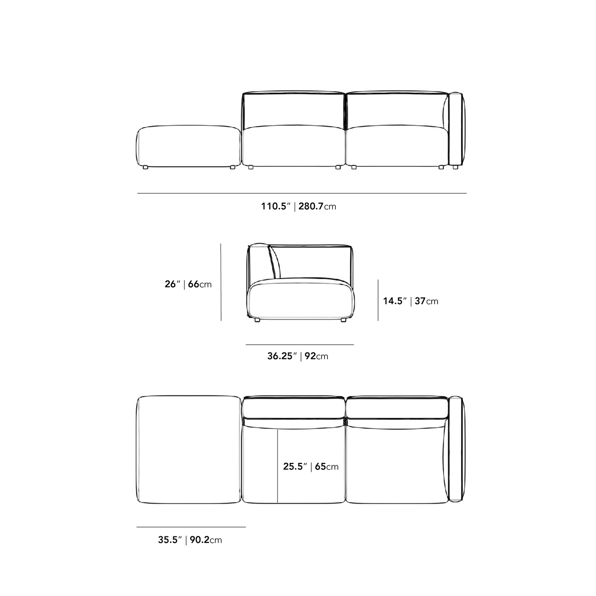 Arya Modular Sofa with Open End - Multiple Options Available