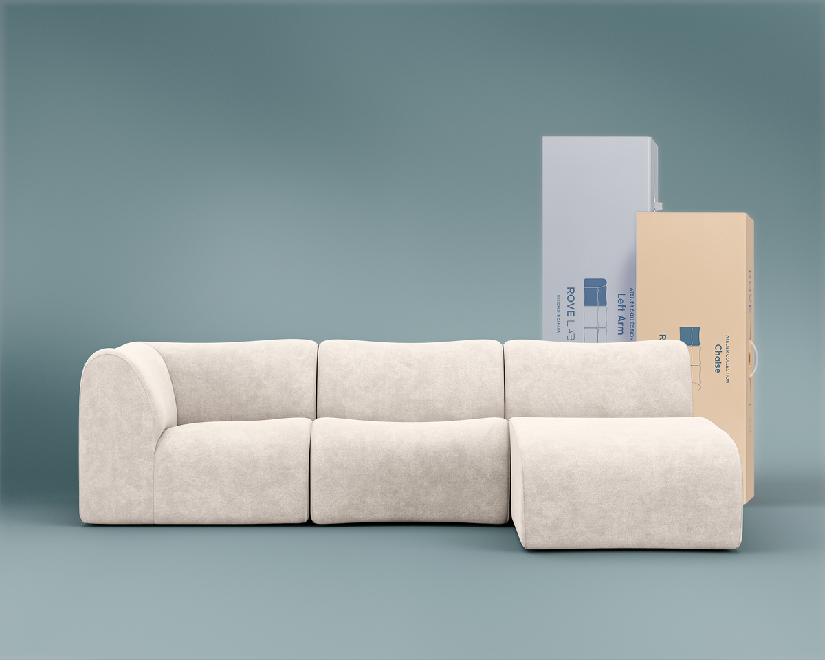 Atelier Sofa Sectional - Performance Weave: Helium Cloud