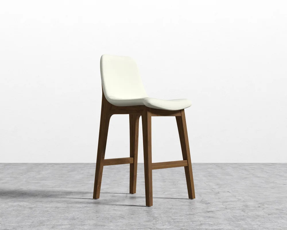 Aubrey Counter Stool - PU Leather: Monaco Cream, Walnut