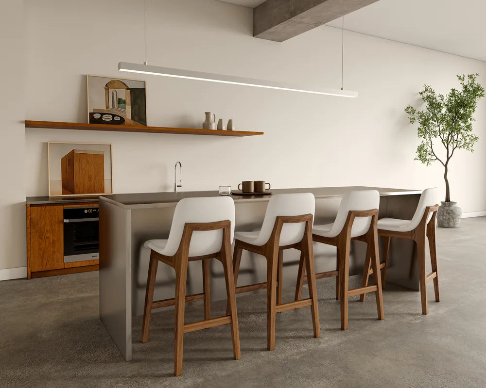 Aubrey Counter Stool - PU Leather: Monaco Cream, Walnut