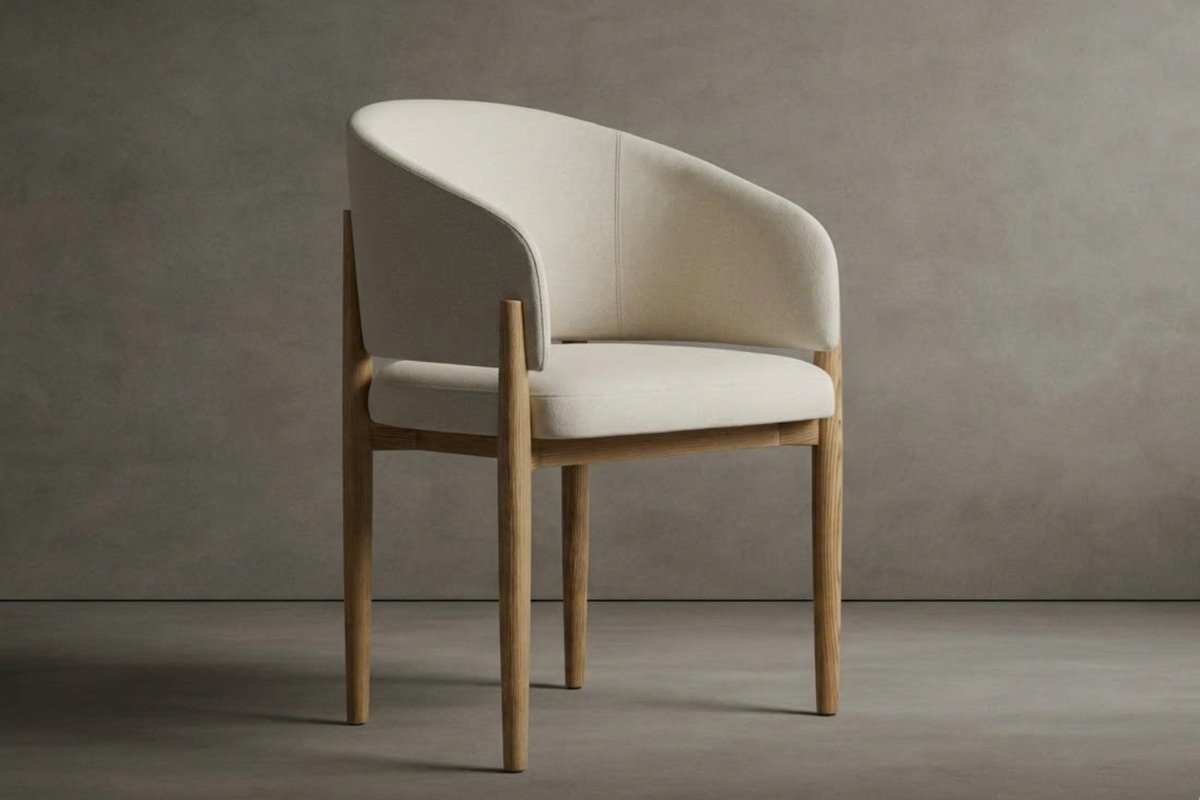 Loren Armchair - Modern Felt: Nimbus, Natural Finish