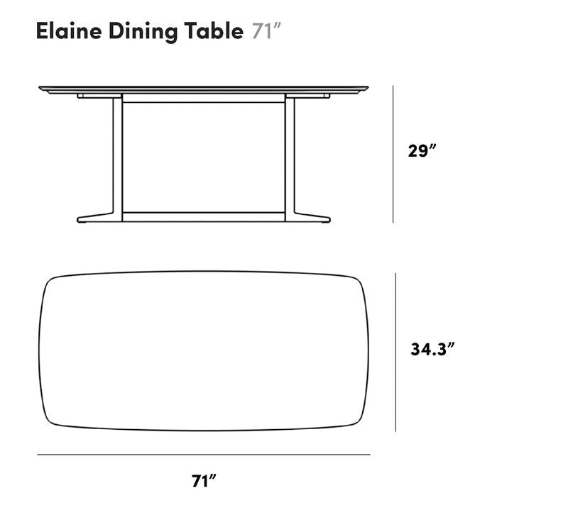 Elaine Dining Table - Black Pietra Ceramic with Tempered Glass Top, Black Base, 71in