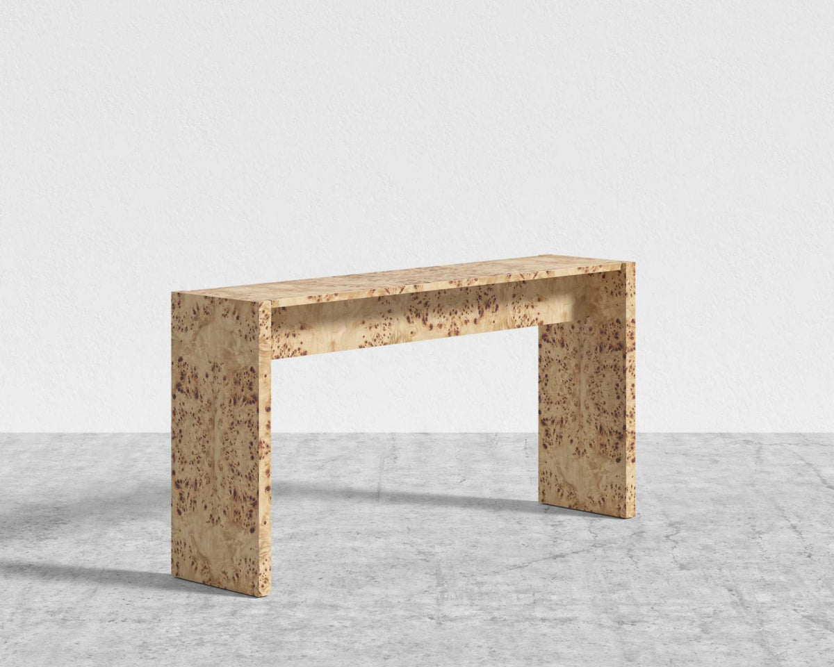 Juniper Console Table - Burl Wood