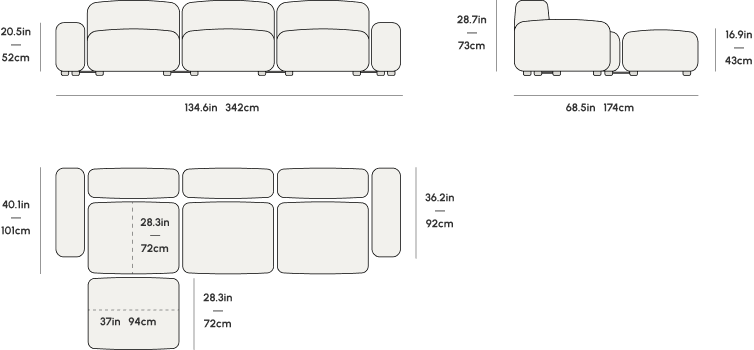 Kaye Sectional Sofa L - Essential Cloud Weave: Birch