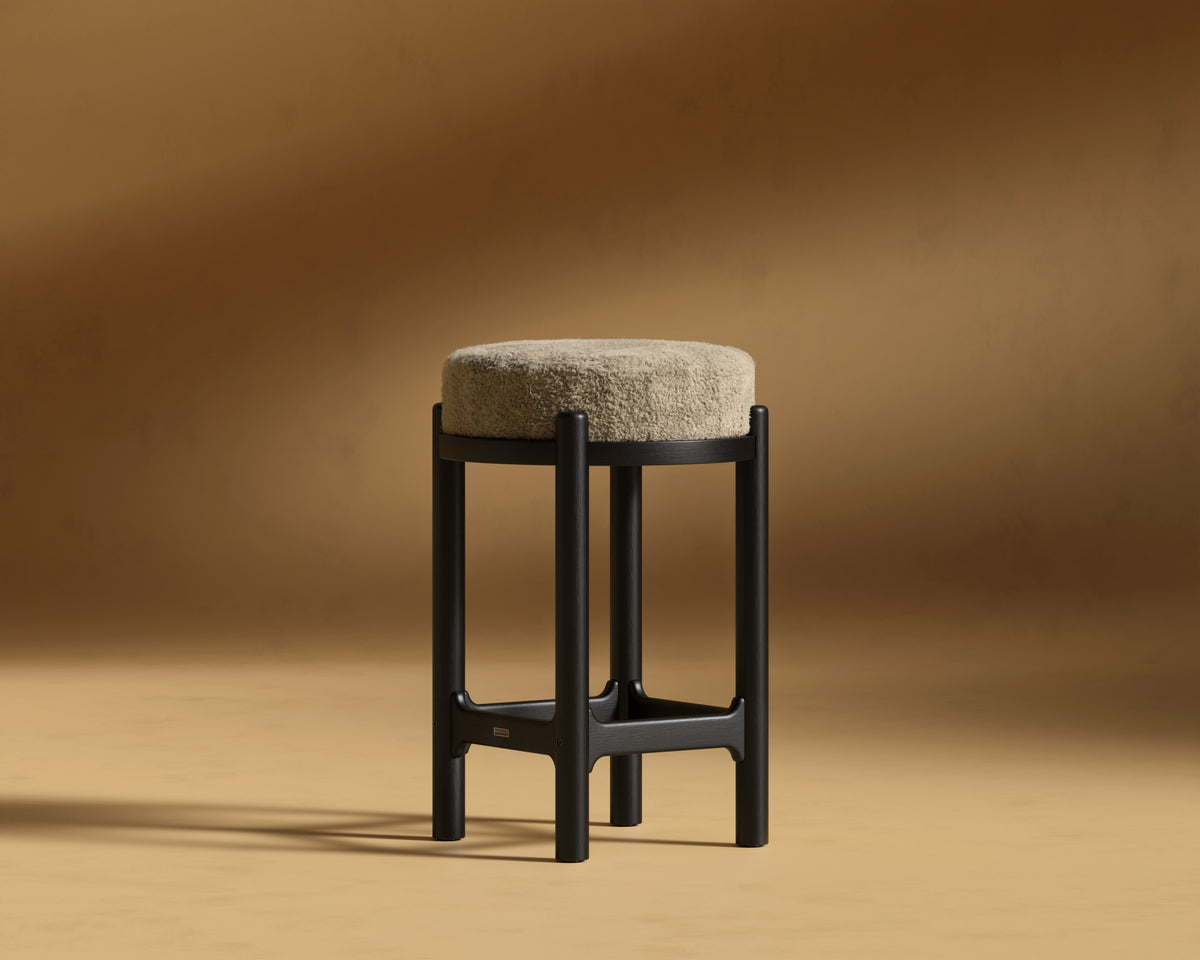 Lana Counter Stool - Shearling: Fawn, Ebony