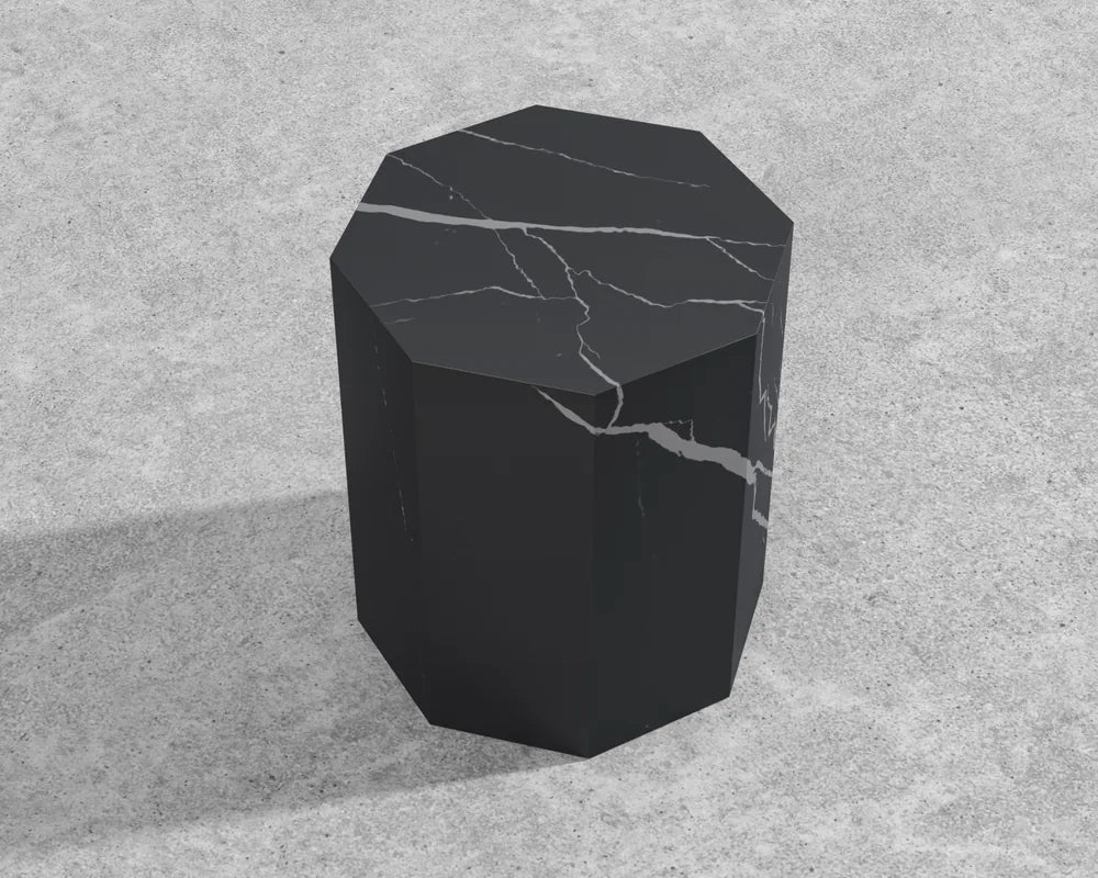 Leia Side Table - Black Pietra Ceramic, 15" x 15"