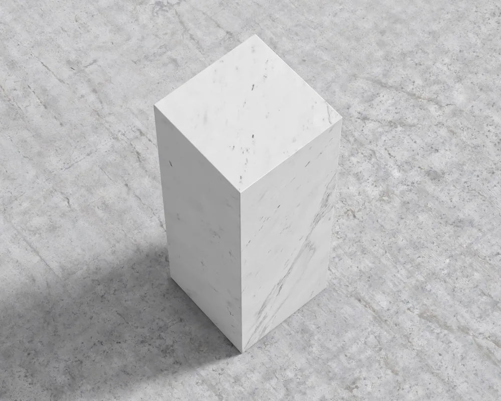 Liza Pedestal - Large, White Carrara Marble