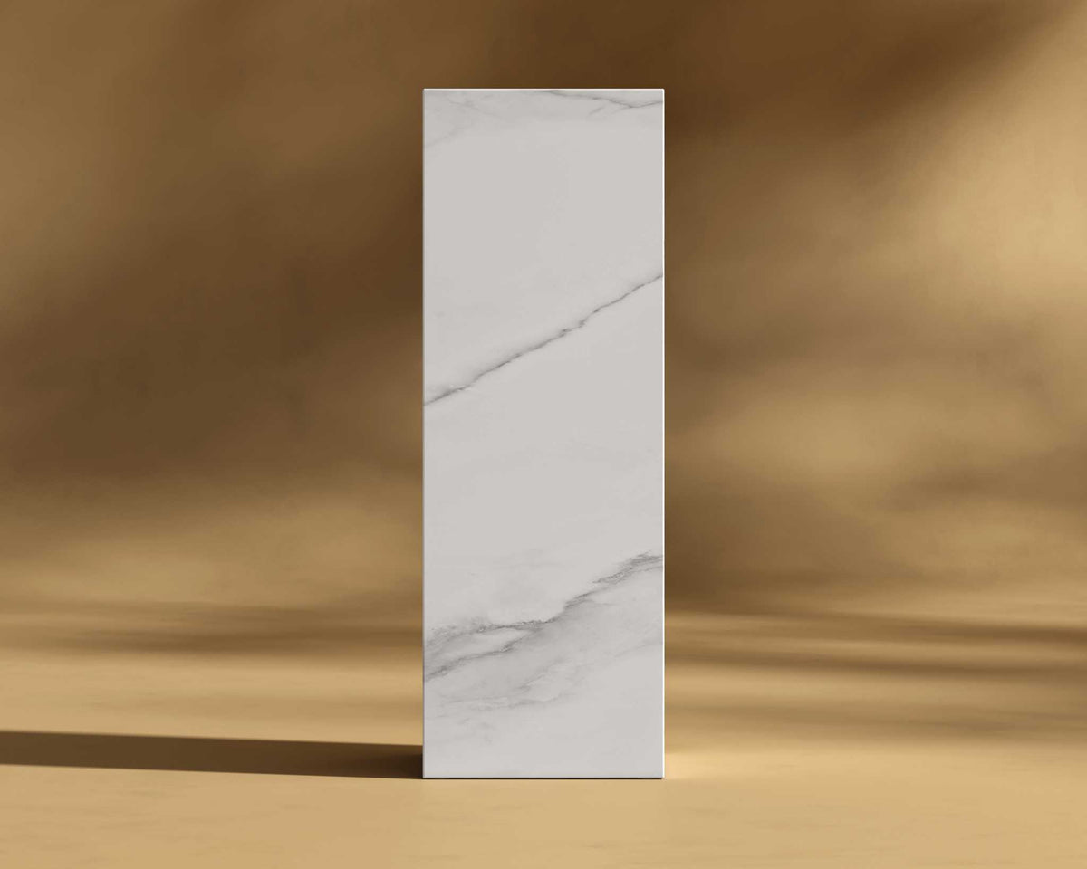 Liza Pedestal - Large, White Calacatta Ceramic
