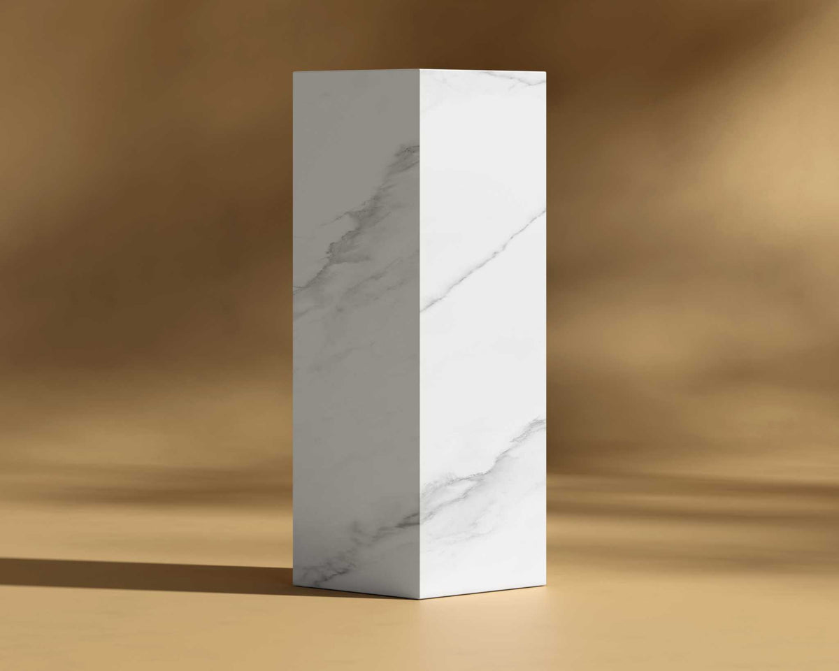 Liza Pedestal - Large, White Calacatta Ceramic
