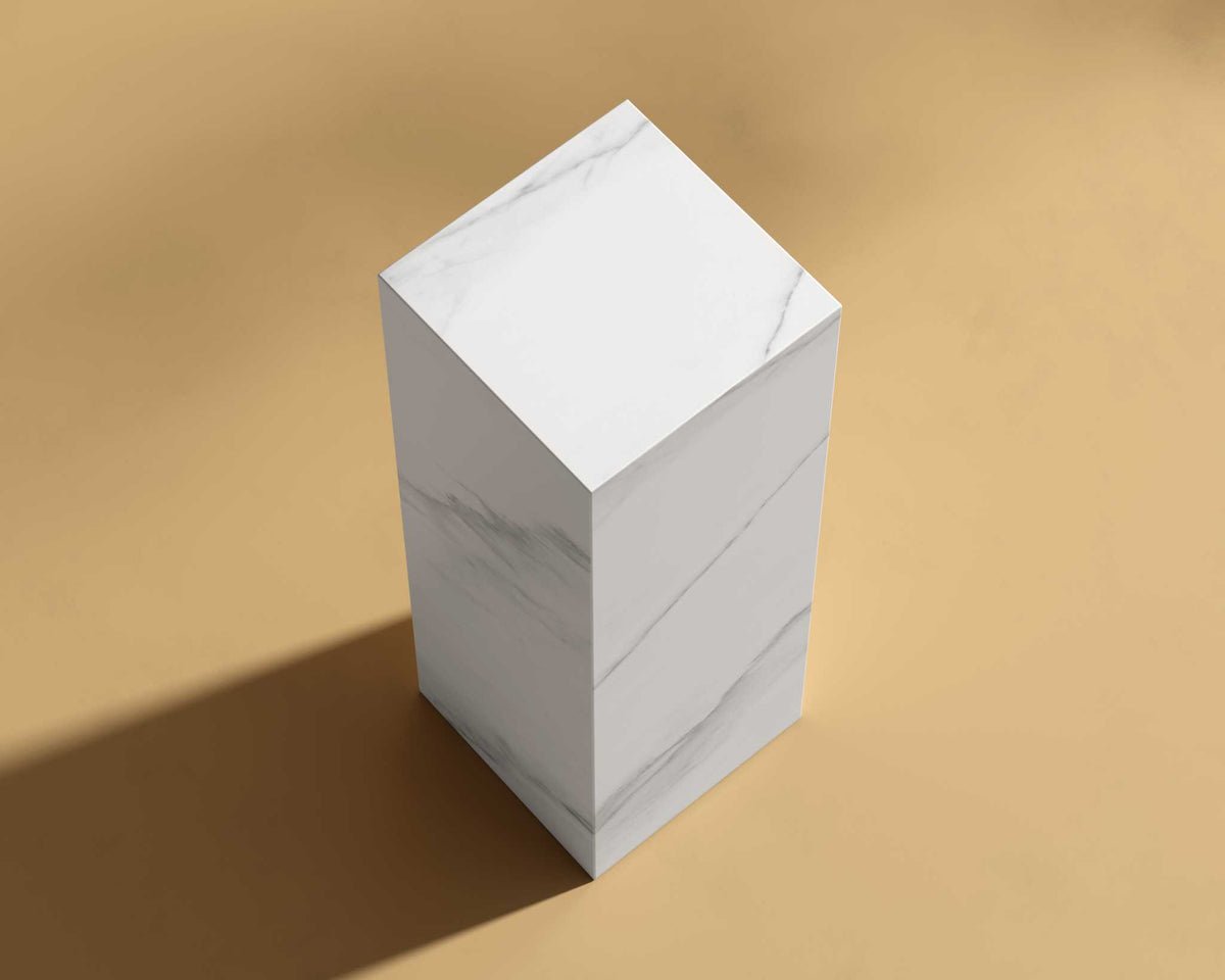Liza Pedestal - Large, White Calacatta Ceramic