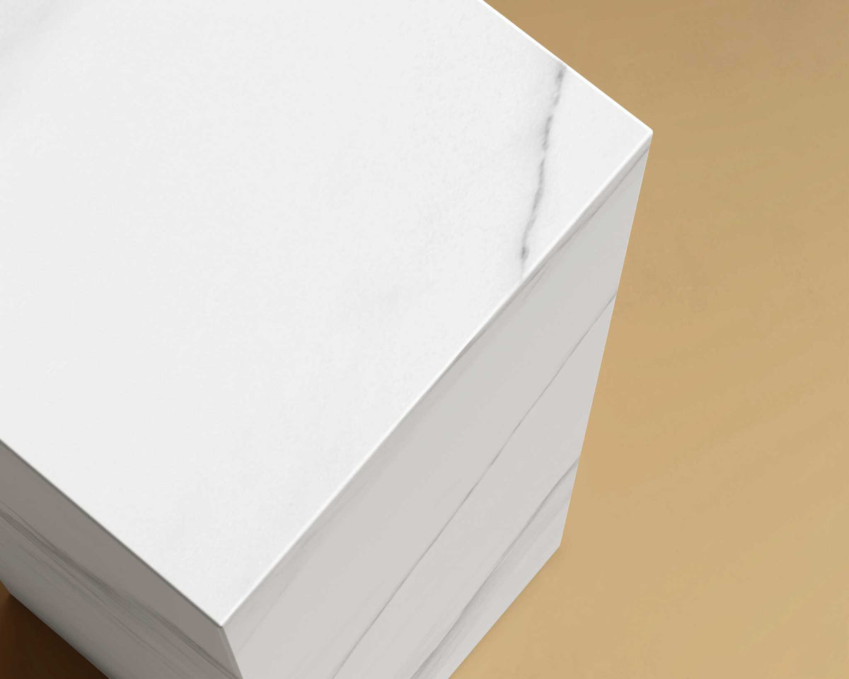 Liza Pedestal - Large, White Calacatta Ceramic