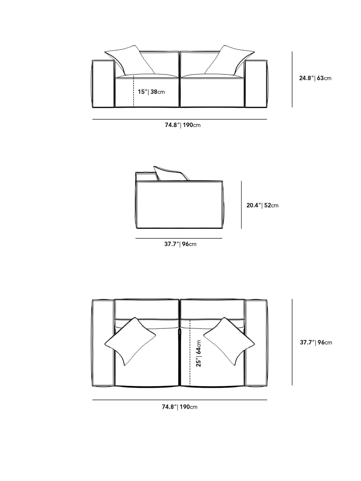 M1 Sofa Loveseat - Performance Weave: Silicon Sand
