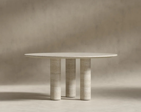 Maximus Round Table - White Travertine, 48in