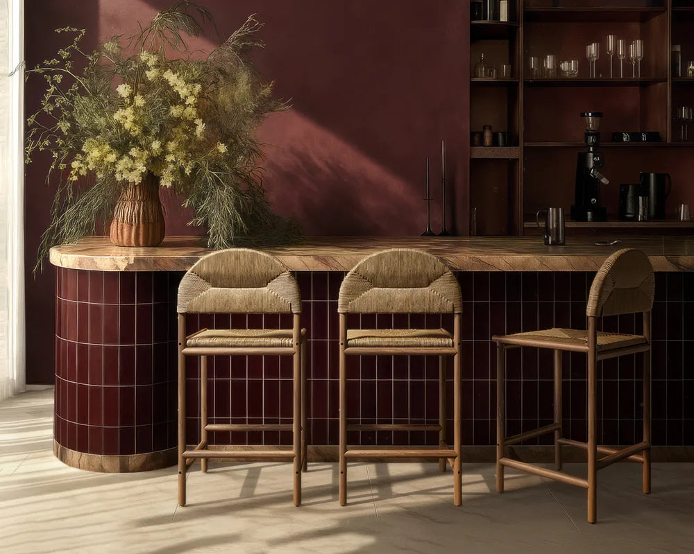 Monti Counter Stool - Seagrass Cord, Walnut Stain