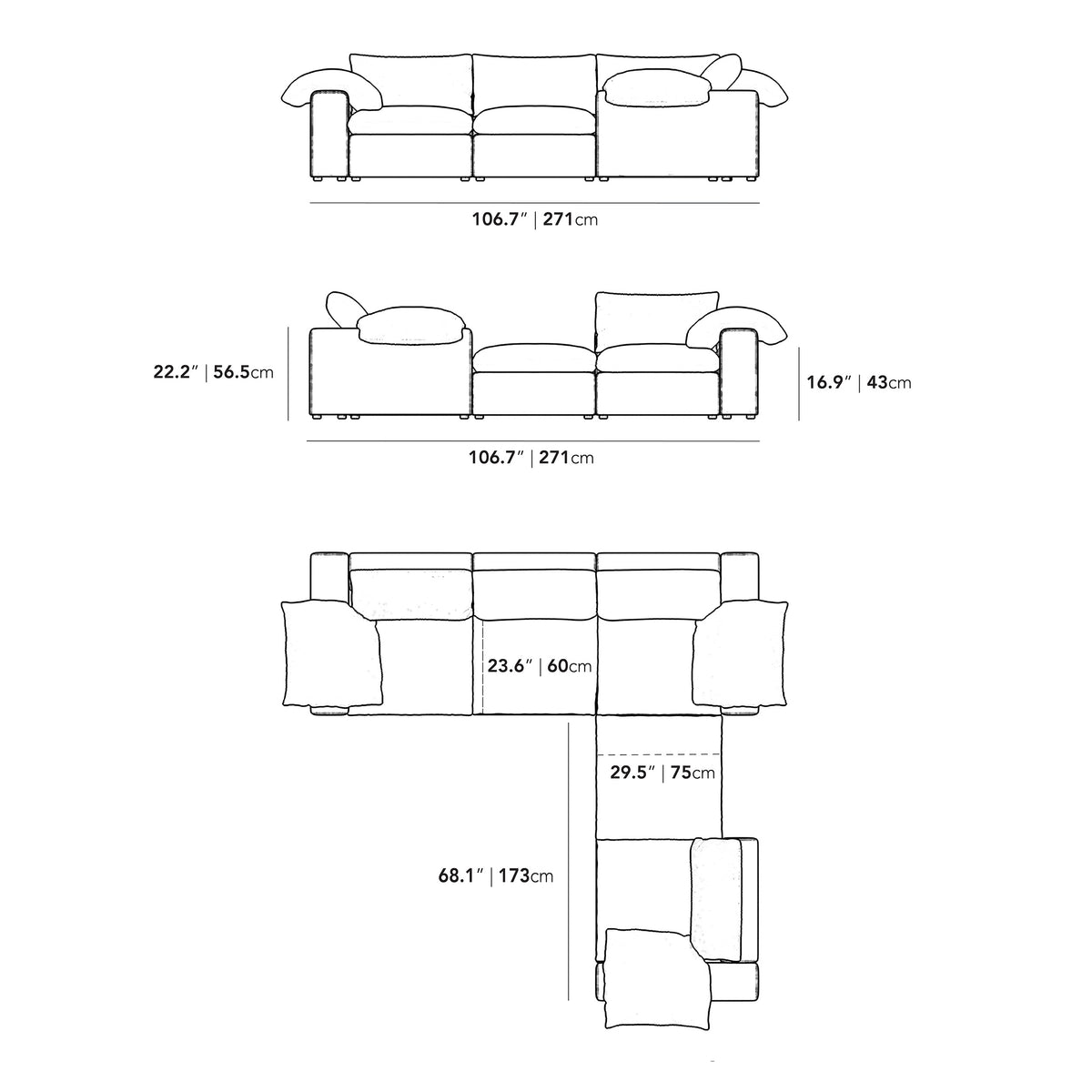 Nuvo L-Sectional - Modern Felt: Alesund