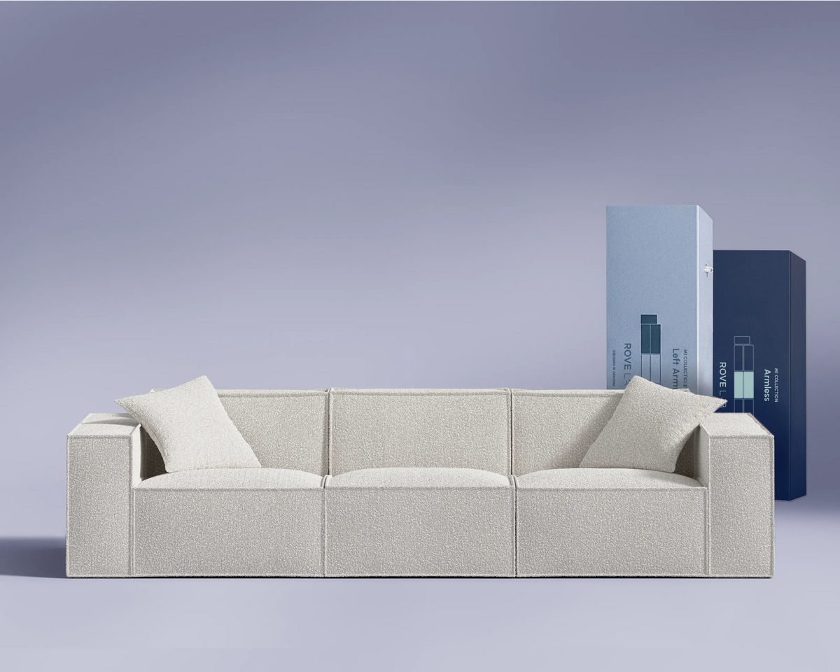 M1 Sofa Three Seater - Chatou Bouclé: Pearl