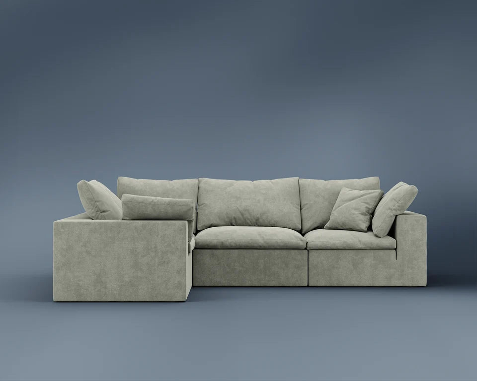R4 L-Shaped Sofa - Performance Weave: Krypton Green