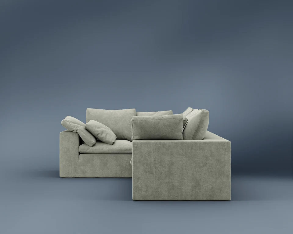 R4 L-Shaped Sofa - Performance Weave: Krypton Green