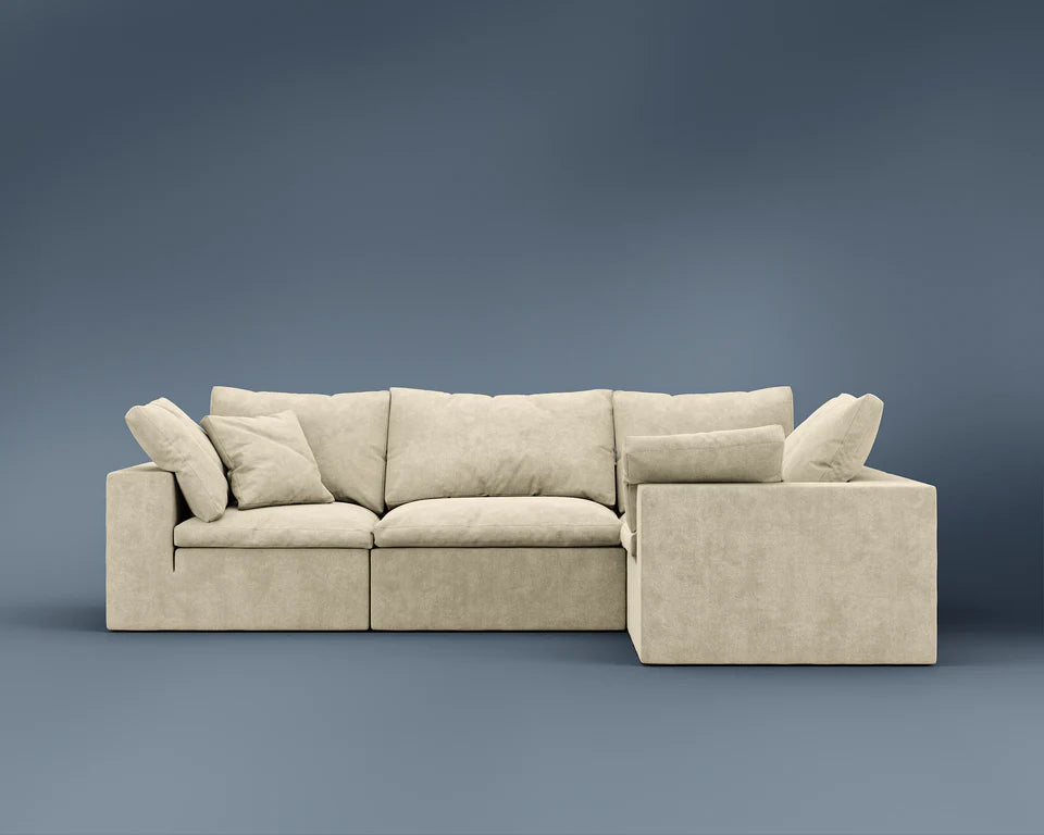 R4 L-Shaped Sofa - Performance Weave: Silicon Sand