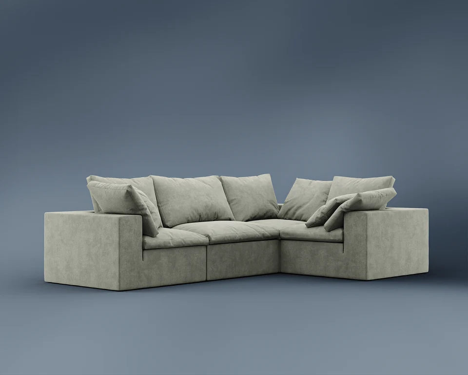 R4 L-Shaped Sofa - Performance Weave: Krypton Green