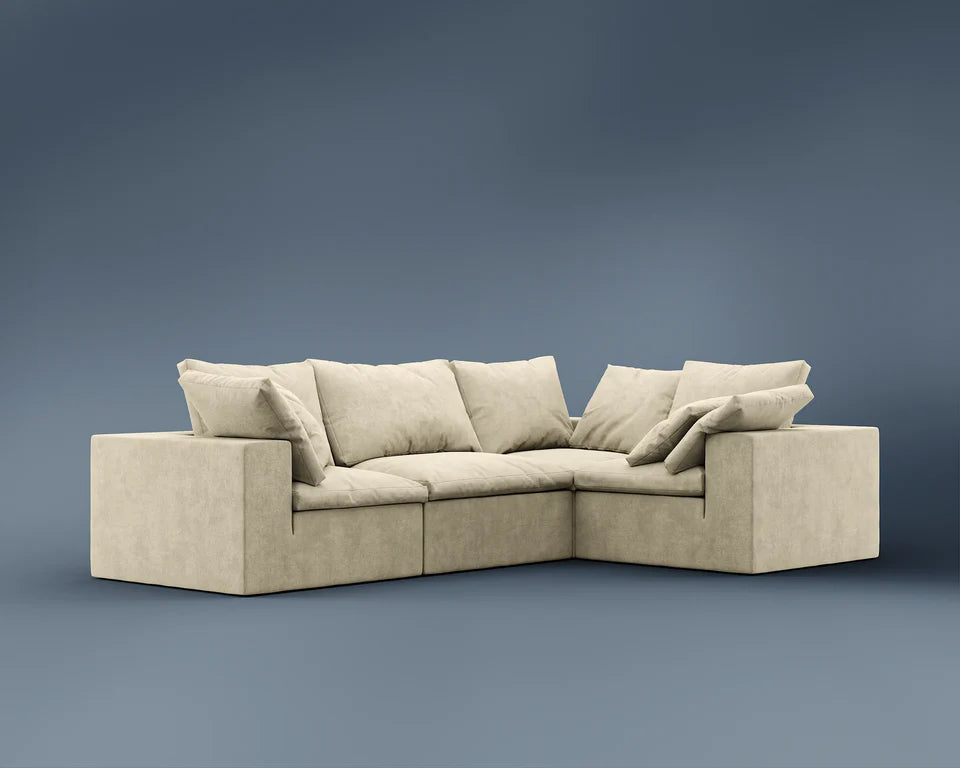 R4 L-Shaped Sofa - Performance Weave: Silicon Sand