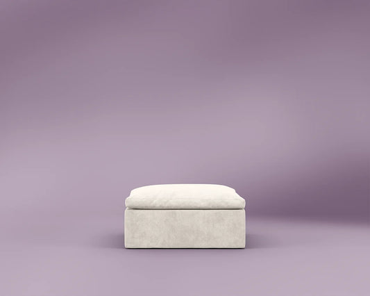 R4 Ottoman - Performance Weave: Helium Cloud