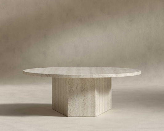 Romulus Coffee Table - Large, White Travertine