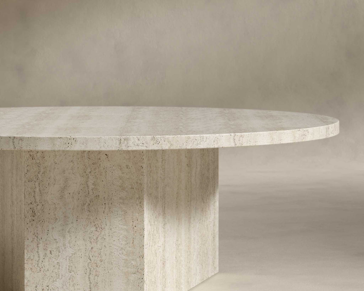Romulus Coffee Table - Large, White Travertine
