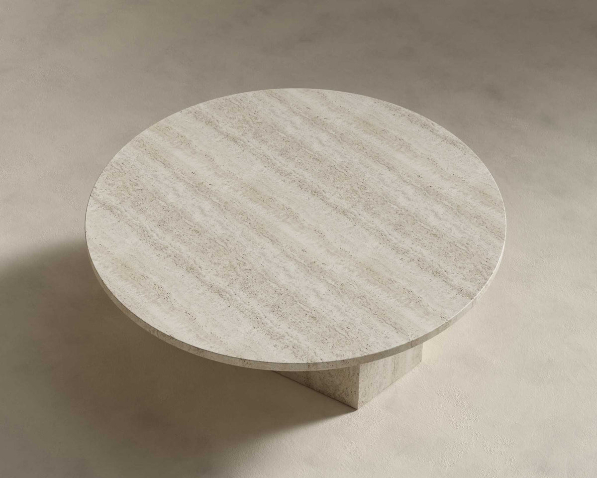 Romulus Coffee Table - Large, White Travertine