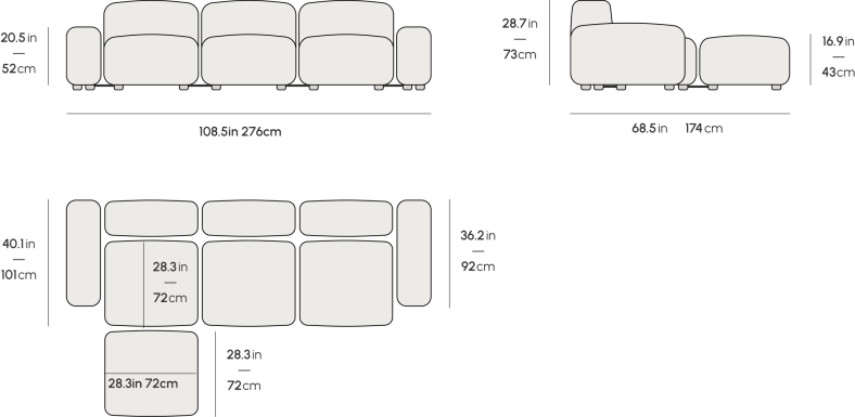 Kaye Sectional Sofa S - Essential Cloud Weave: Birch