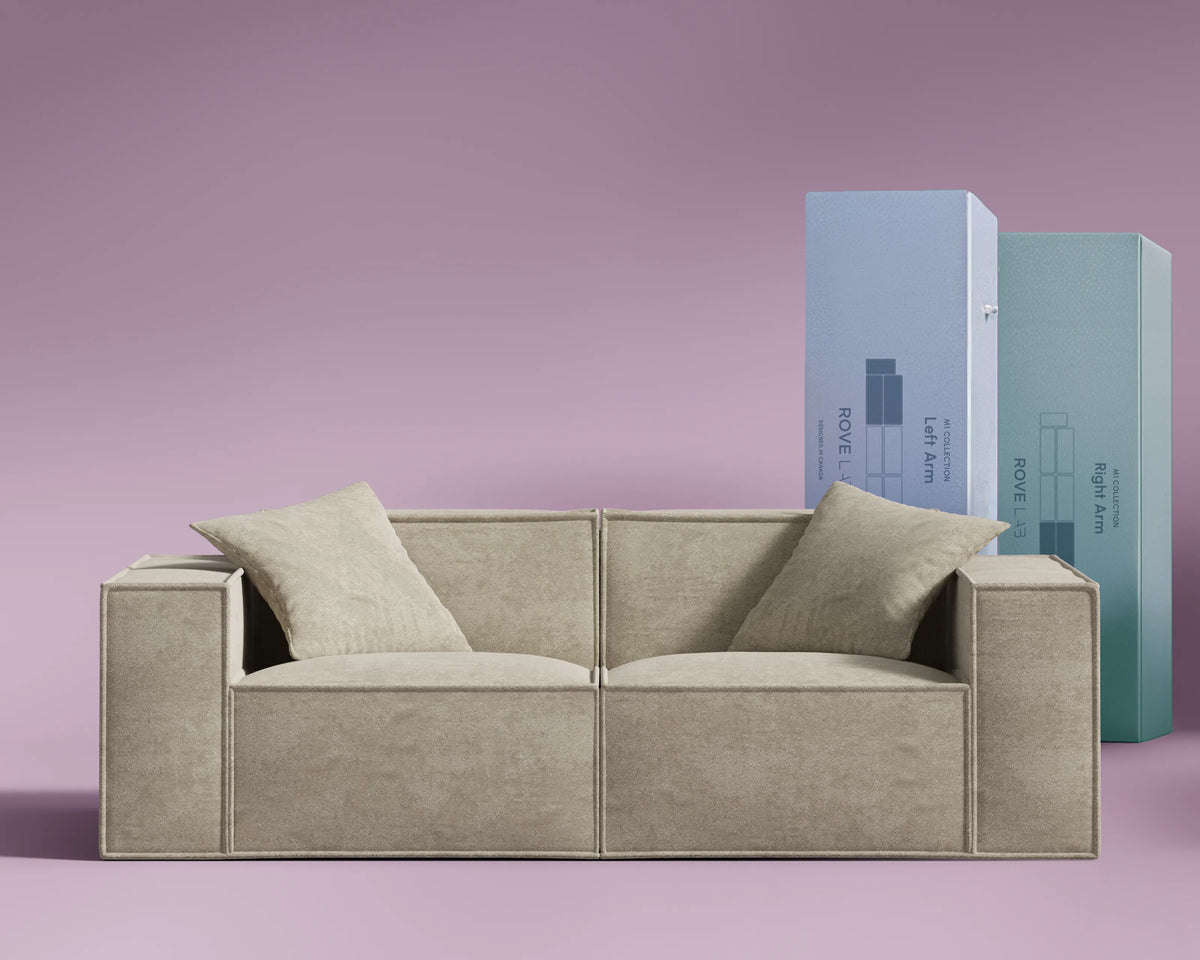 M1 Sofa Loveseat - Performance Weave: Silicon Sand